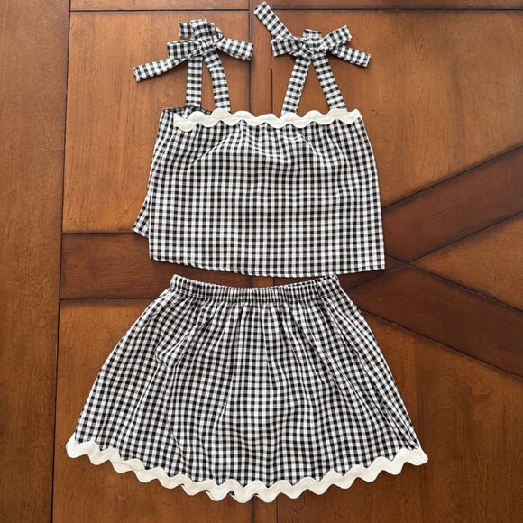 2 Saints Dresses & Skirts - Gingham Check Crop Top & Skirt Set Black White Size S NWT Resort Vacation Y2K